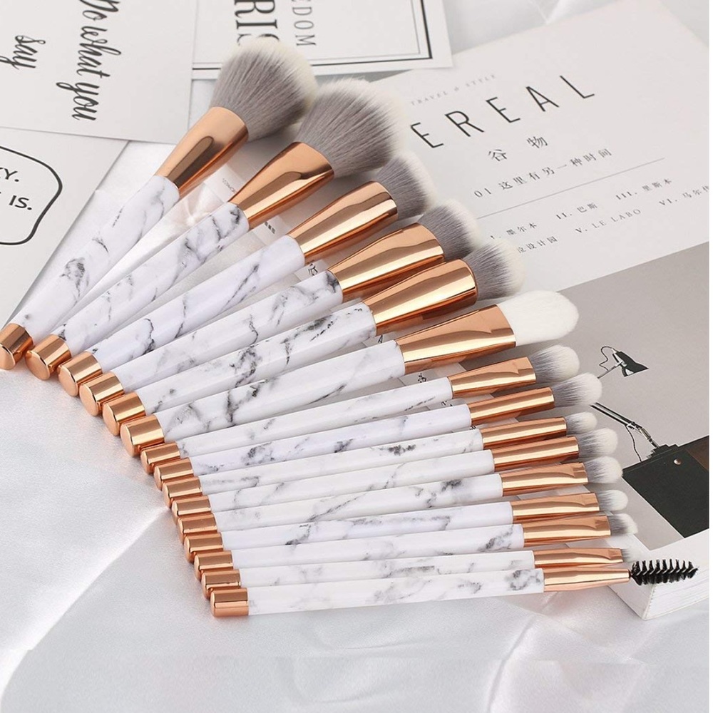 15 pc marble makeup brush set
